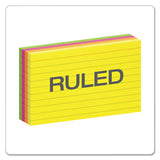 Ruled Index Cards, 3 X 5, Glow Green-yellow, Orange-pink, 100-pack