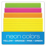 Ruled Index Cards, 3 X 5, Glow Green-yellow, Orange-pink, 100-pack