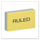 Ruled Index Cards, 3 X 5, Blue-violet-canary-green-cherry, 100-pack