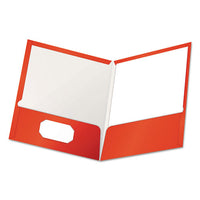 High Gloss Laminated Paperboard Folder, 100-sheet Capacity, Red, 25-box