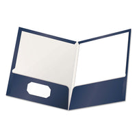 High Gloss Laminated Paperboard Folder, 100-sheet Capacity, Navy, 25-box