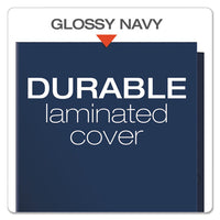 High Gloss Laminated Paperboard Folder, 100-sheet Capacity, Navy, 25-box
