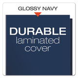 High Gloss Laminated Paperboard Folder, 100-sheet Capacity, Navy, 25-box