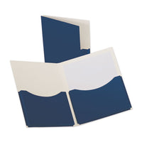 Double Stuff Gusseted 2-pocket Laminated Paper Folder, 200-sheet Capacity, Navy