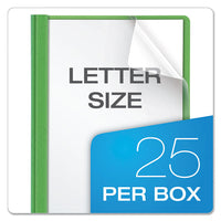 Clear Front Report Cover, 3 Fasteners, Letter, 1-2" Capacity, Green, 25-box