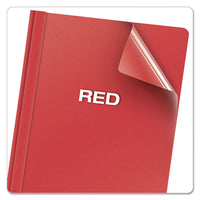 Clear Front Report Cover, 3 Fasteners, Letter, 1-2" Capacity, Red, 25-box