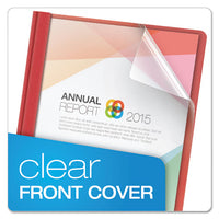 Clear Front Report Cover, 3 Fasteners, Letter, 1-2" Capacity, Red, 25-box