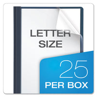 Clear Front Report Cover, 3 Fasteners, Letter, 1-2" Capacity, Dark Blue, 25-box
