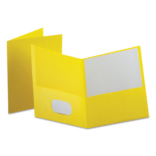 Leatherette Two Pocket Portfolio, 8 1-2" X 11", Yellow, 10-pk