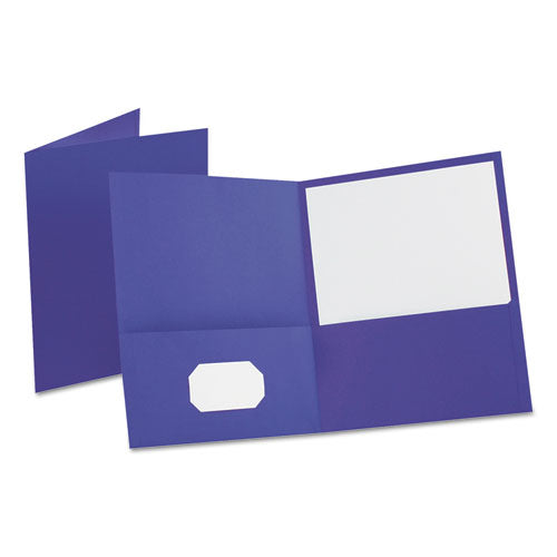 Leatherette Two Pocket Portfolio, 8 1-2" X 11", Purple, 10-pk