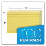 Ruled Index Cards, 3 X 5, Canary, 100-pack