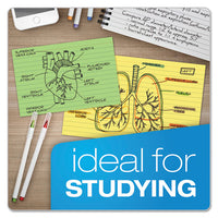 Ruled Index Cards, 3 X 5, Green, 100-pack