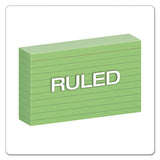 Ruled Index Cards, 3 X 5, Green, 100-pack