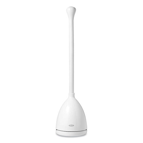 Good Grips Toilet Plunger And Canister, 24" Handle, 6" Dia Bowl, White