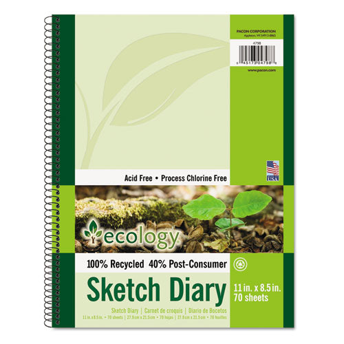 Ecology Sketch Diary, 60 Lb, 11 X 8.5, White, 70 Sheets