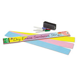 Dry Erase Sentence Strips, 24 X 3, Assorted: Blue-pink-yellow, 30-pack