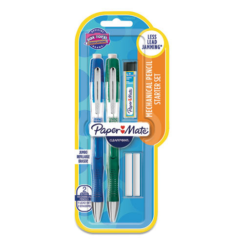 Clearpoint Elite Mechanical Pencils, 0.7 Mm, Hb (#2), Black Lead, Blue And Green Barrels, 2-pack