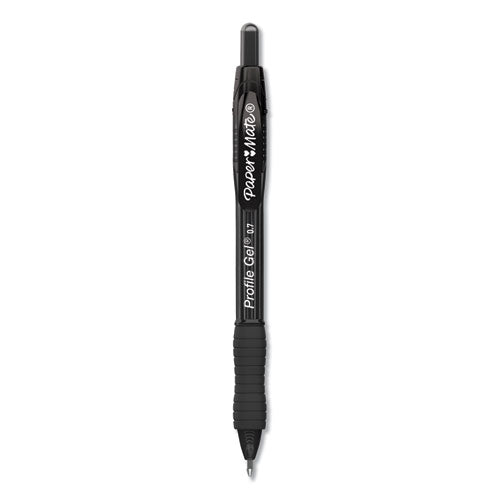 Profile Retractable Gel Pen, Medium 0.7 Mm, Black Ink, Translucent Black Barrel, Dozen