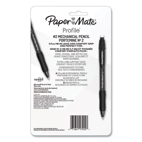 Profile Mechanical Pencils, 0.7 Mm, Hb (#2), Black Lead, Assorted Barrel Colors, 4-pack