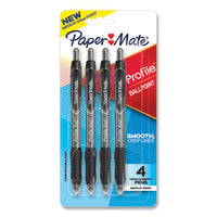 Profile Ballpoint Pen, Retractable, Medium 1 Mm, Black Ink, Translucent Black Barrel, 4-pack