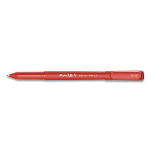 Write Bros. Ballpoint Pen, Fine 0.8 Mm, Red Ink-barrel, Dozen