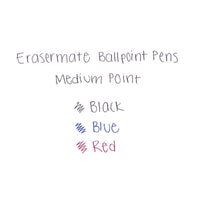 Eraser Mate Stick Ballpoint Pen, Medium 1mm, Red Ink-barrel, Dozen