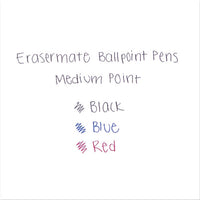 Eraser Mate Stick Ballpoint Pen, Medium 1mm, Black Ink-barrel, Dozen