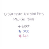 Eraser Mate Stick Ballpoint Pen, Medium 1mm, Black Ink-barrel, Dozen