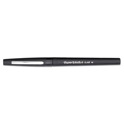 Point Guard Flair Stick Porous Point Pen, Medium 0.7mm, Black Ink-barrel, Dozen