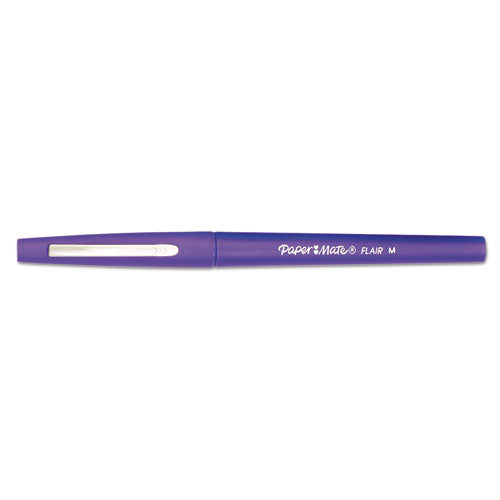 Point Guard Flair Stick Porous Point Pen, Medium 0.7mm, Purple Ink-barrel, Dozen