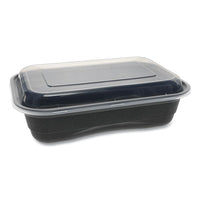 Earthchoice Mealmaster Bowls With Lids, 32 Oz, 8" Dia X 2.12" H, 1-compartment, Black-clear, 250-carton