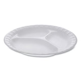 Unlaminated Foam Dinnerware, 3-compartment Plate, 9" Diameter, White, 500-carton