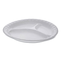 Unlaminated Foam Dinnerware, 3-compartment Plate, 10.25" Diameter, White, 540-carton