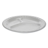 Laminated Foam Dinnerware, 3-compartment Plate, 8.88" Diameter, White, 500-carton