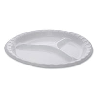 Laminated Foam Dinnerware, 3-compartment Plate, 10.25" Diameter, White, 540-carton