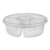 Dip Cup Platter, 4-compartment, 10" Dia, 64 Oz, Clear, 100-carton