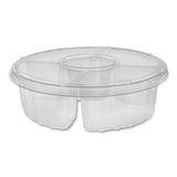 Dip Cup Platter, 4-compartment, 10" Dia, 64 Oz, Clear, 100-carton