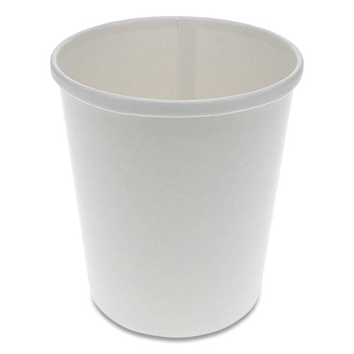 Paper Round Food Container, 32 Oz, 5.13" Diameter X 4.5"h, White, 500-carton