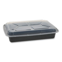 Newspring Versatainer Microwavable Containers, Rectangular, 58 Oz, 8.5 X 11.5 X 2.5, Black/clear, Plastic, 150/carton