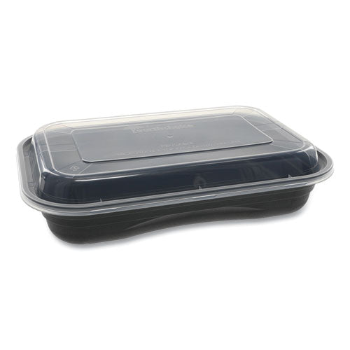 Earthchoice Versa2go Microwaveable Containers, 8.4 X 5.6 X 1.4, 27 Oz, 1-compartment, Black-clear, 150-carton