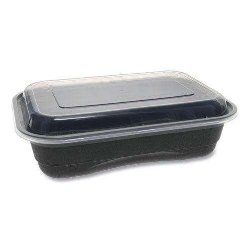 Earthchoice Versa2go Microwaveable Containers, 8.4 X 5.6 X 2, 36 Oz, 1-compartment, Black-clear, 150-carton