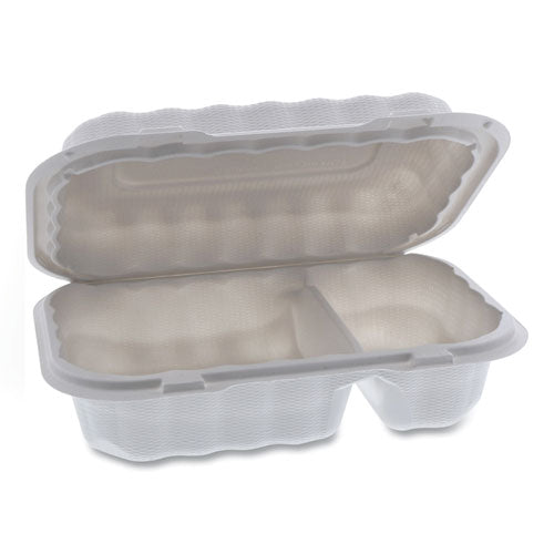 Earthchoice Smartlock Microwavable Hinged Lid Containers, 2-compartment, 9 X 6 X 3, White, 270-carton
