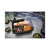Earth Choice Entrée2go Takeout Containers, 3-compartment, 48 Oz, 11.75 X 8.75 X 2.13, Black, 200-carton