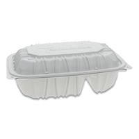 Vented Microwavable Hinged-lid Takeout Container, 9 X 6 X 3.1, 2-compartment, White, 170-carton