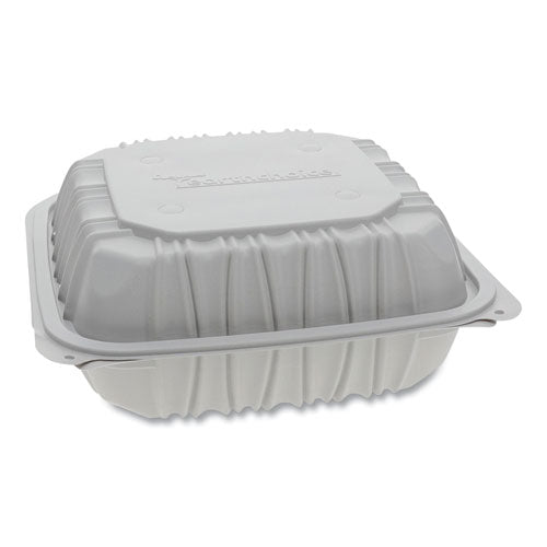 Vented Microwavable Hinged-lid Takeout Container, 8.5 X 8.5 X 3.1, 1-compartment, White, 146-carton
