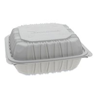 Vented Microwavable Hinged-lid Takeout Container, 8.5 X 8.5 X 3.1, 3-compartment, White, 146-carton