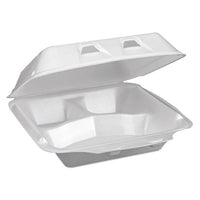 Foam Hinged Lid Containers, Dual Tab Lock Happy Face, 8 X 7.75 X 2.25, 1-compartment, White, 200-carton