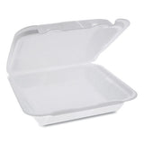 Foam Hinged Lid Containers, Dual Tab Lock Happy Face, 8 X 7.75 X 2.25, 1-compartment, White, 200-carton
