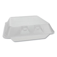 Smartlock Foam Hinged Containers, Large, 9 X 9.25 X 3.25, 3-compartment, White, 150-carton