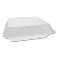 Smartlock Foam Hinged Containers, X-large, 9.5 X 10.5 X 3.25, 1-compartment, White, 250-carton